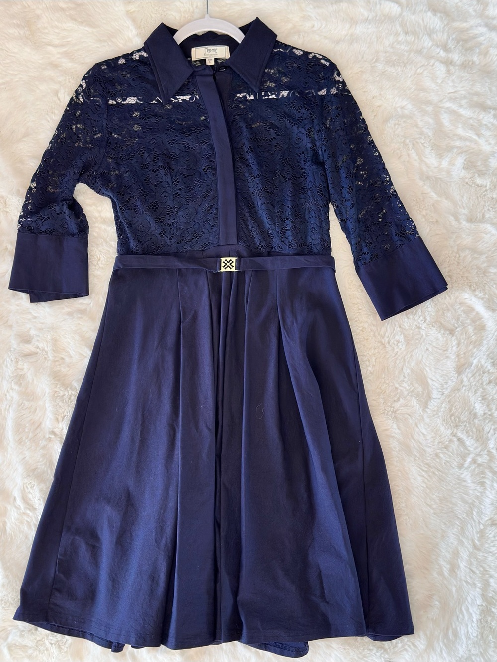 MissMay Vintage Retro Navy Blue Lace Collared Fit & Flare Dress L Cancel my remi